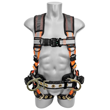 Frontline Combat Reflective Harness, M/L, 310 lbs, Trauma Straps Chest/ Tongue Leg Straps, Side D-Ring 100RCTB-ML